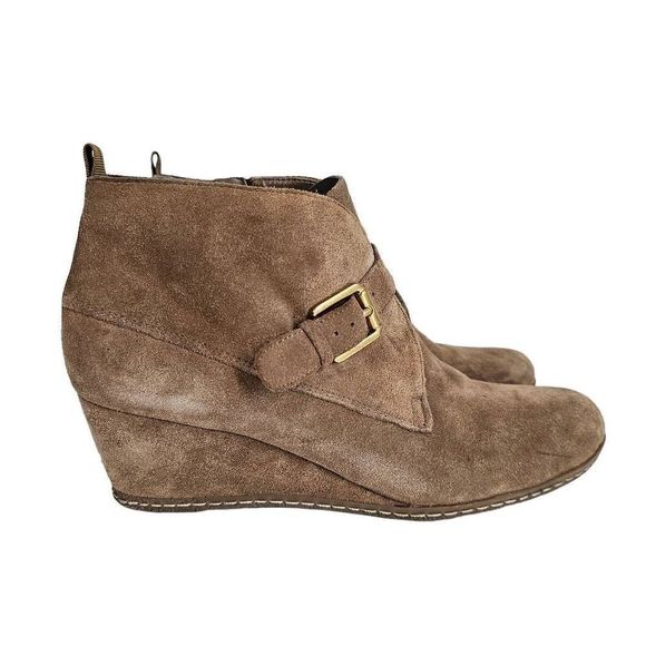 Franco Sarto Amerosa Wedge Ankle Booties Tan 10 - Picture 1 of 10